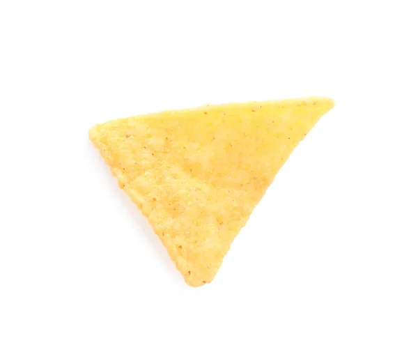 One Tasty Tortilla Chip Nacho White Background — Stockfoto
