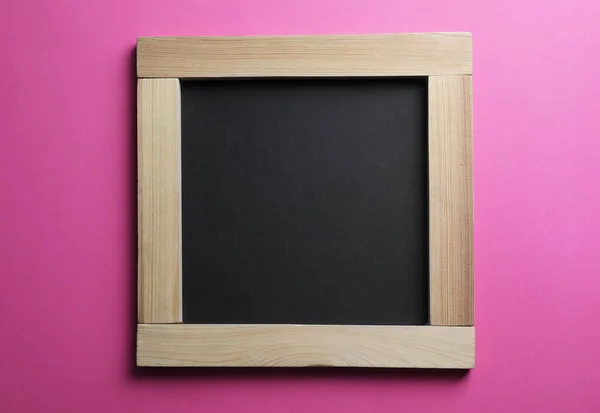 Blank Chalkboard Pink Background Top View Space Text — 스톡 사진