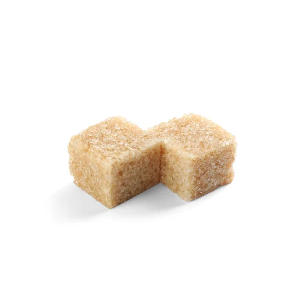 Two Brown Sugar Cubes Isolated White — Stockfoto