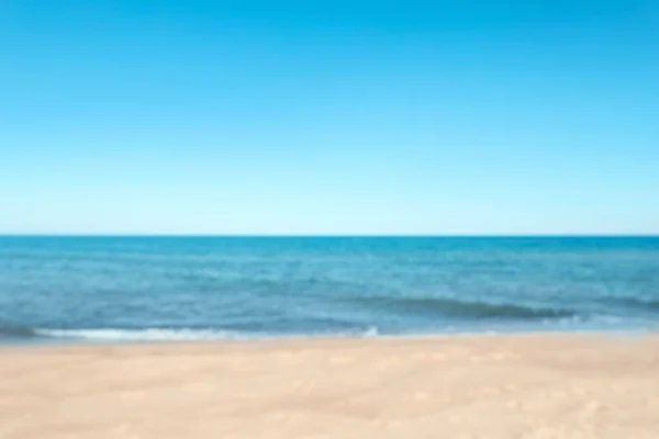 Blurred View Sandy Beach Sea — Zdjęcie stockowe