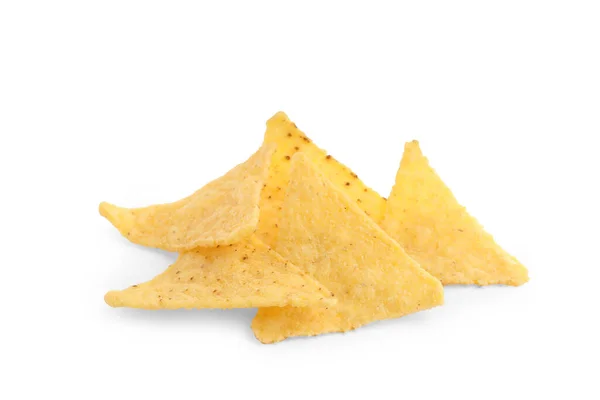 Saboroso Tortilla Chips Nachos Fundo Branco — Fotografia de Stock