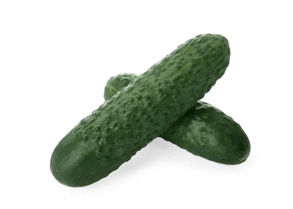 Whole Fresh Green Cucumbers White Background — 스톡 사진