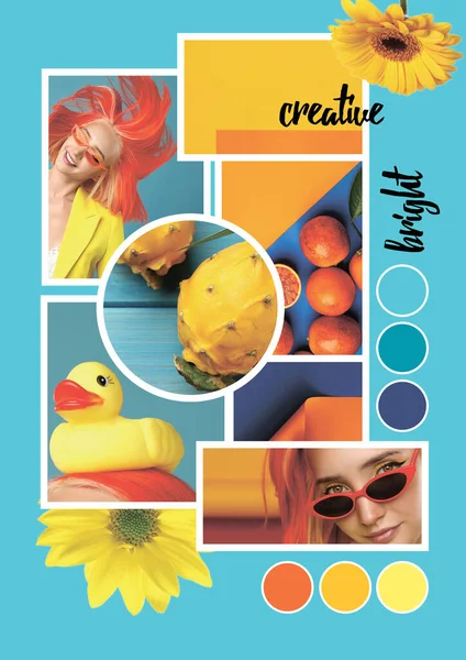 Inspirerend Stemmingsbord Collage Met Mooie Esthetische Foto — Stockfoto