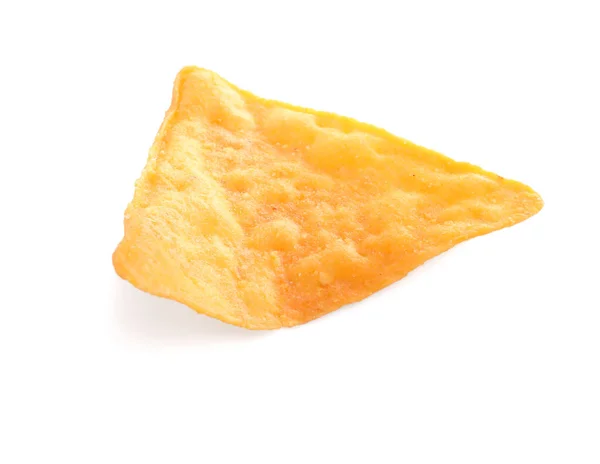One Tasty Tortilla Chip Nacho White Background — Fotografia de Stock
