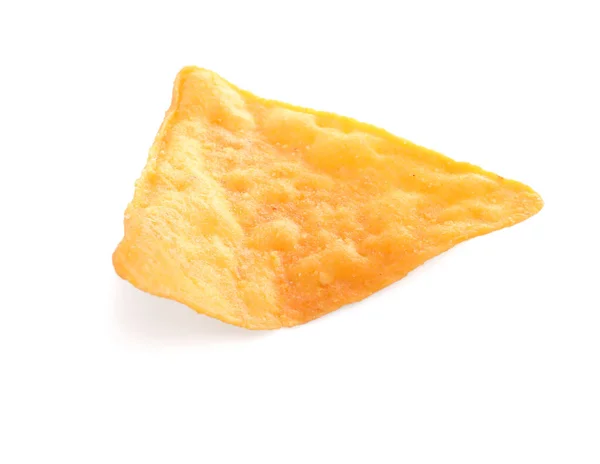 One Tasty Tortilla Chip Nacho White Background — Stock Photo, Image