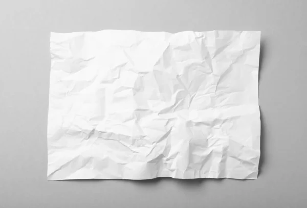 List Bílého Zmačkaného Papíru Šedém Pozadí Horní Pohled — Stock fotografie