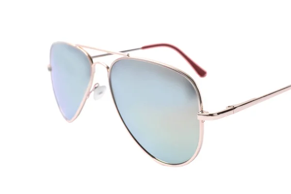 New Stylish Aviator Sunglasses Isolated White — Stockfoto