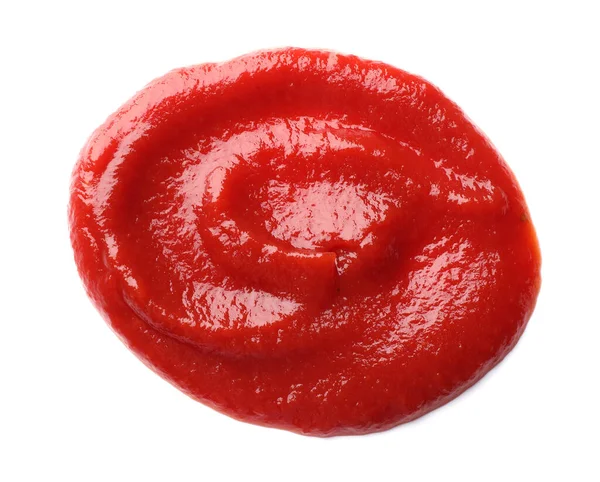 Smaklig Ketchup Isolerad Vit Ovanifrån — Stockfoto