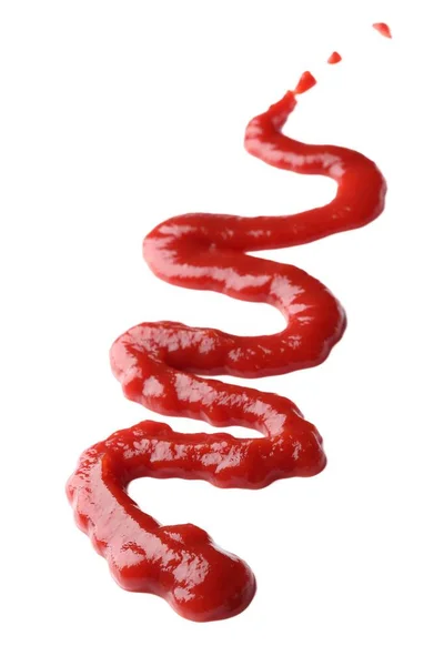 Čerstvé Chutné Červené Kečup Izolované Bílém — Stock fotografie