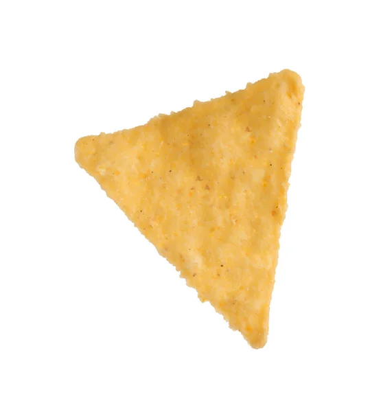 One Tasty Tortilla Chip Nacho White Background — Photo