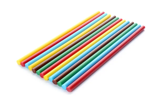 Many Colorful Glue Sticks White Background — Foto Stock