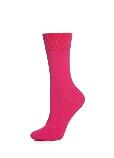 One Bright Pink Sock White Background — Φωτογραφία Αρχείου