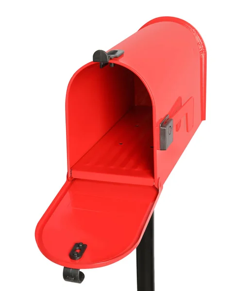 Open Red Letter Box White Background — Stockfoto