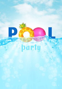 Bright summer swimming pool party advertising poster