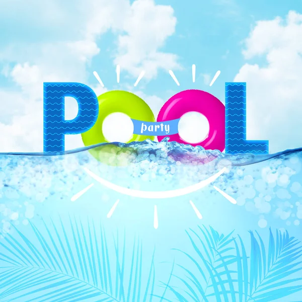 Bright Summer Swimming Pool Party Advertising Poster —  Fotos de Stock