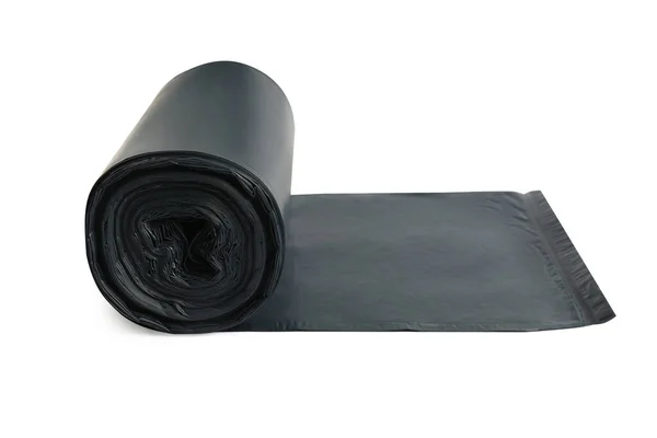 Roll Black Garbage Bags White Background Cleaning Supplies — Φωτογραφία Αρχείου