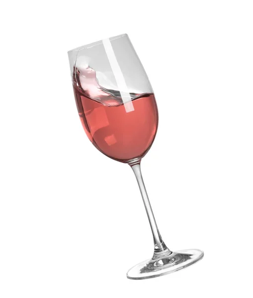 Склянка Смачним Темно Рожевим Вином Ізольовано Білому — стокове фото