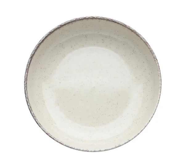 Empty Ceramic Bowl Isolated White Top View — Photo
