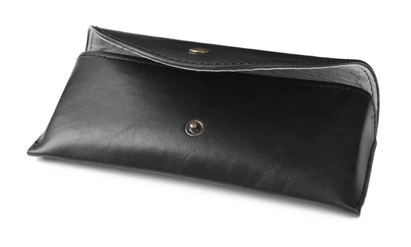 Black Leather Sunglasses Case Isolated White — Zdjęcie stockowe