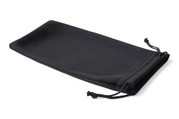 Black Cloth Sunglasses Bag Isolated White — Stock Photo, Image