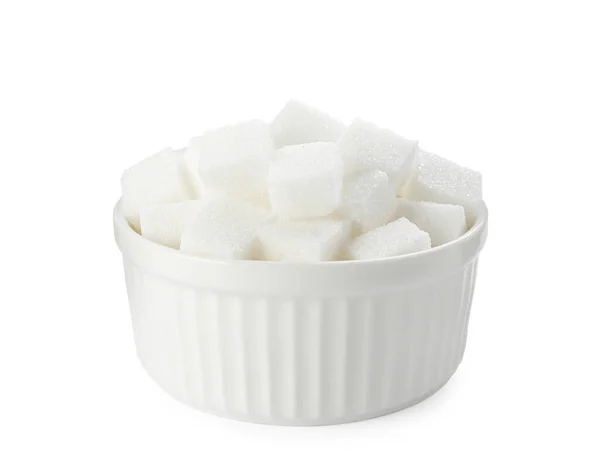 Bowl Sugar Cubes Isolated White — Foto de Stock