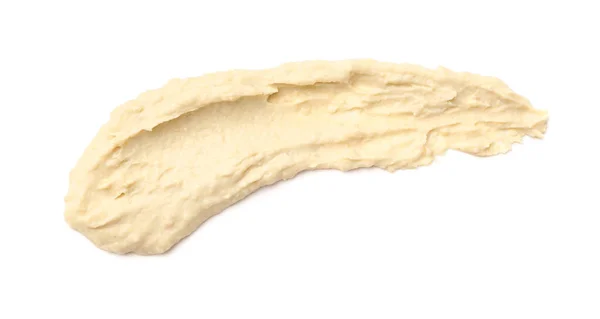 Smear Tasty Hummus Isolated White Top View — Foto de Stock