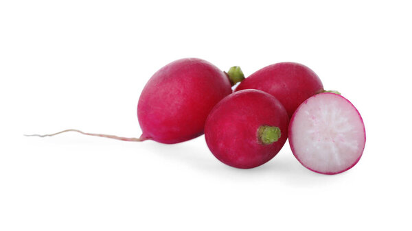 Fresh tasty ripe radish on white background