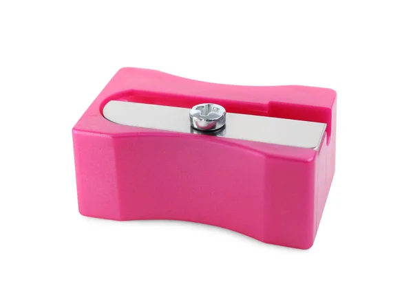 Plastic Pink Pencil Sharpener Isolated White — ストック写真