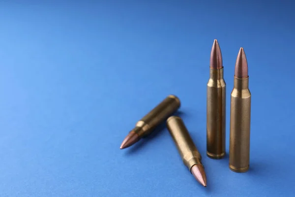 Bullets Blue Background Closeup Space Text — 图库照片