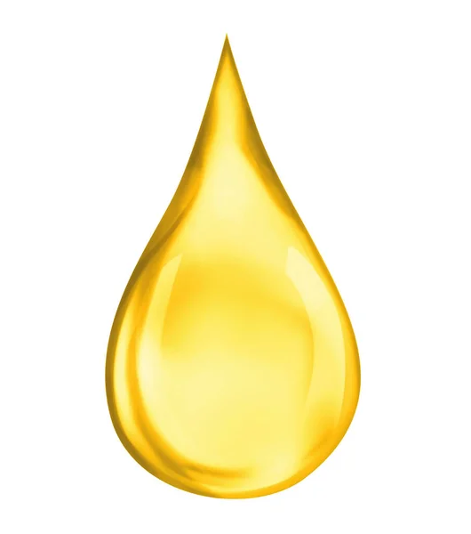 Drop Golden Oily Liquid White Background - Stock-foto