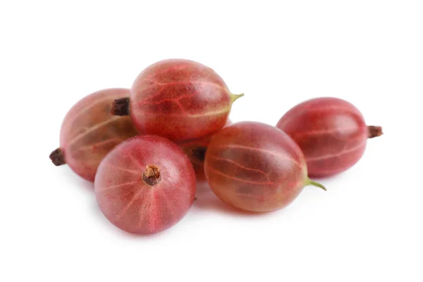 Pile Fresh Ripe Gooseberries White Background — Stockfoto