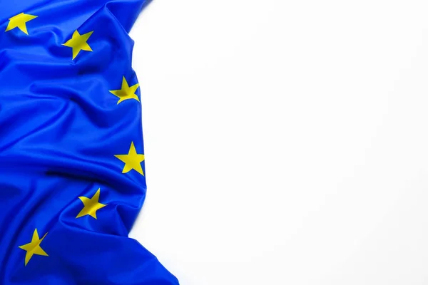 Flagge Der Europäischen Union Auf Weißem Hintergrund Draufsicht Raum Für — Stockfoto