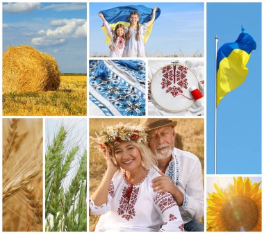 Collage with different beautiful photos devoted to Ukrainian culture