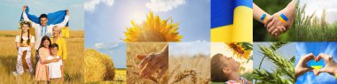 Collage with different beautiful photos devoted to Ukrainian culture. Banner design