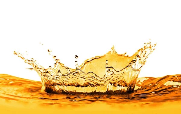 Golden Oily Liquid Splash White Background — Photo