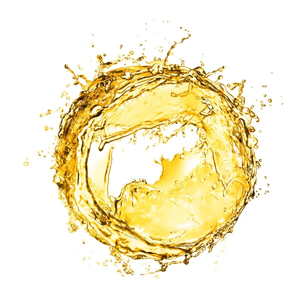 Abstract Splash Golden Oily Liquid White Background — Stok fotoğraf