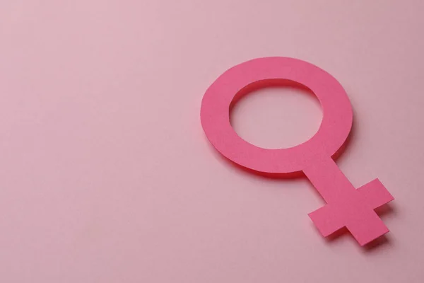 Female Gender Sign Space Text Pink Background — 图库照片