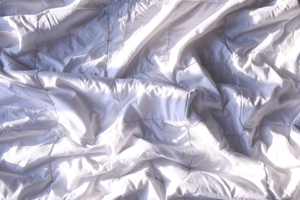 Soft White Crumpled Blanket Background Closeup — Fotografia de Stock