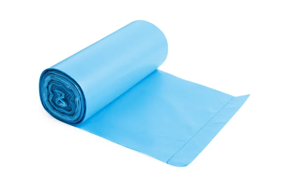 Roll Turquoise Garbage Bags White Background Cleaning Supplies —  Fotos de Stock