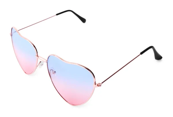 Stylish Heart Shaped Sunglasses Isolated White Fashion Accessory — Stockfoto