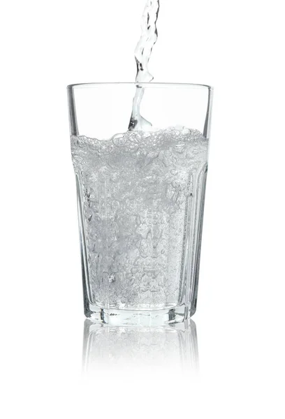 Pouring Soda Water Glass White Background — 스톡 사진