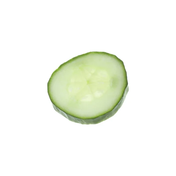 Slice Fresh Green Cucumber Isolated White — Stockfoto