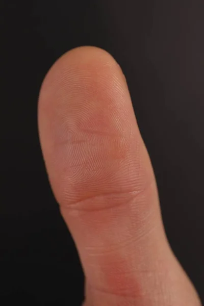 Man Scanning Fingerprint Black Background Closeup — Stock Photo, Image