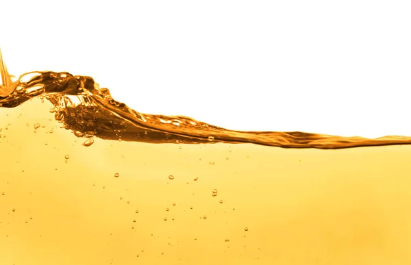 Golden Oily Liquid Splash White Background — Photo