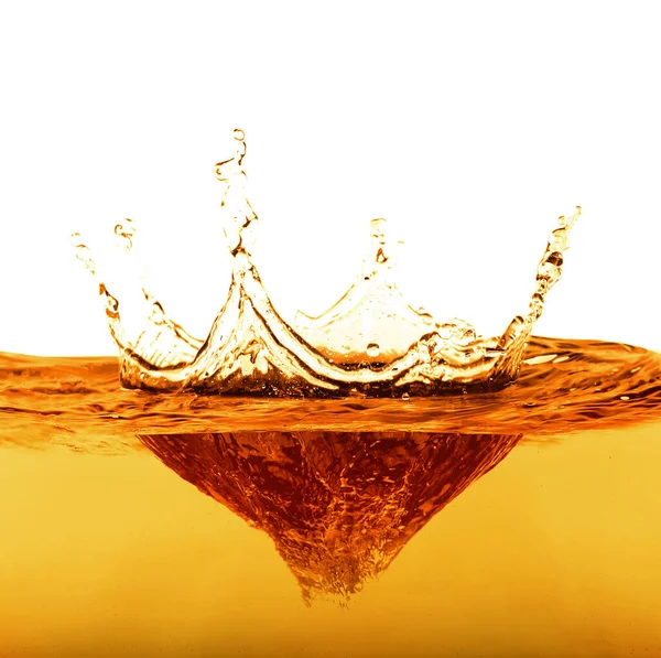 Golden Oily Liquid Splash White Background — Foto Stock