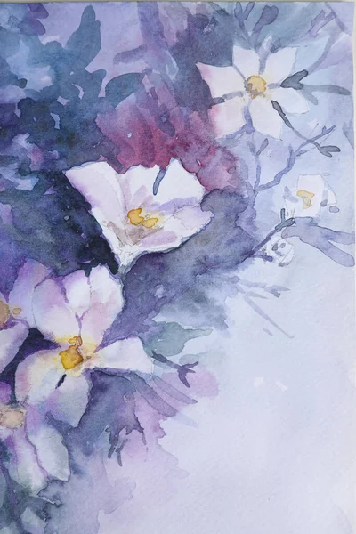Vista Close Bela Pintura Aquarela Floral — Fotografia de Stock