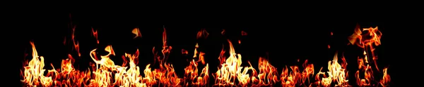 Bright Fire Flames Black Background Banner Design — Fotografia de Stock