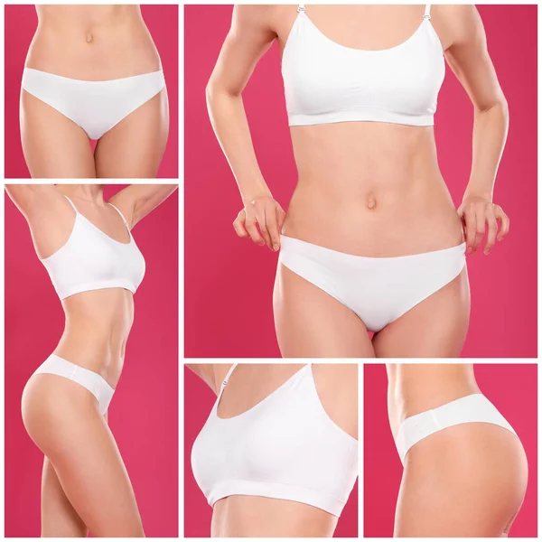 Collage Of Young Woman In Bra With Different Sizes Of Breast On White  Background. Plastic Surgery Concept Stock Photo, Picture and Royalty Free  Image. Image 162469848.