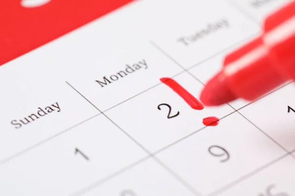 Data Marcatura Febbraio Nel Calendario Primo Piano Giorno Marmotta — Foto Stock