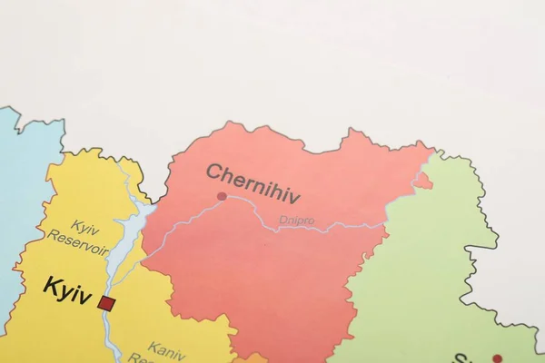 Chernihiv Region Map Ukraine Closeup — стокове фото